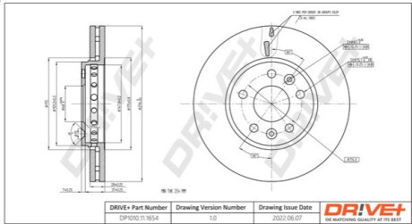 TARCZA HAM. PRZУD OPEL VIVARO 14- 296X28 Dr!ve+ DP1010111654