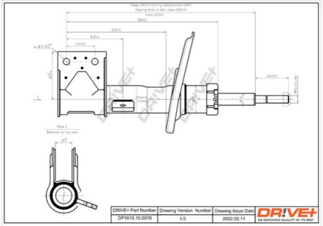 Амортизатор (передній) Citroen C4 II/DS4 09-/Peugeot 3008 I 09-17 (L) Dr!ve+ DP1610100078