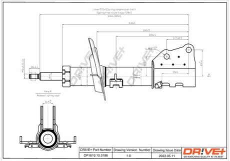 Амортизатор (передній) Renault Kangoo 08- (коротка база) (цапфа 28mm) Dr!ve+ DP1610100186