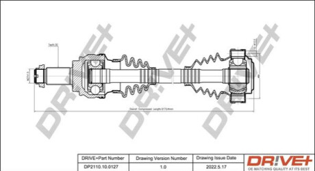 Піввісь (задня) BMW 1 (E81/E87)/3 (E90) 05-11 (L) (30/610) M47/N45/N47/N52/N53/N55/N57 Dr!ve+ DP2110100127