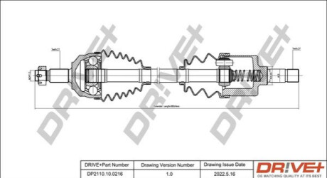 Піввісь Fiat Scudo 2.0HDI (L) (27x37x641x48T) (+ABS) Dr!ve+ DP2110100216