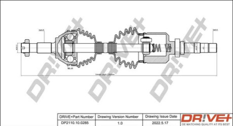 Піввісь Fiat Ducato 2.5TD 94-06 16 (R) (35x41x1085x54T) (+ABS) Dr!ve+ DP2110100285