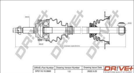 Піввісь (передня) Renault Kangoo 1.6 16V 01- (L) (23x639x44T) (+ABS) d=30.00mm Dr!ve+ DP2110100660