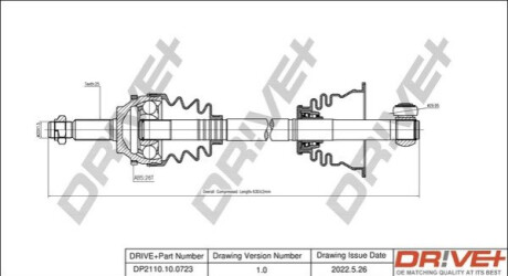 Піввісь Renault Clio 1.5 dCi 01- (L) (23x631x26T) (+ABS) d=29.95 Dr!ve+ DP2110100723