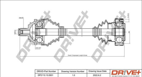 Піввісь (передня) VW T4 90-03 (38/27x540.8x48T) (+ABS) Dr!ve+ DP2110100931