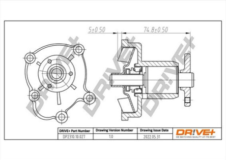 Помпа води Opel Astra G/H/Combo/Corsa C/D/Zafira B/Meriva A 1.7CDTI/DTI 00- (WPQ0873) Dr!ve+ DP231010027 (фото 1)