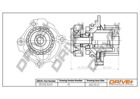 Помпа води VW Caddy III 1.6/BiFuel 04-15 (23z), BGU, BSE, BSF, CHGA Dr!ve+ DP231010031