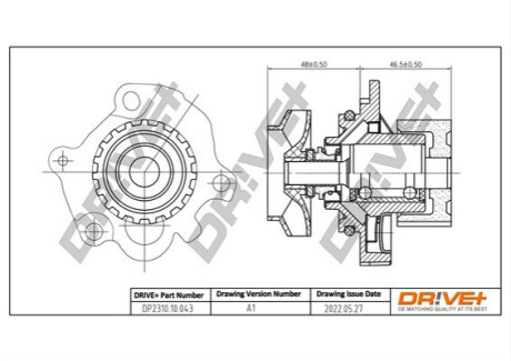 Помпа води Audi A3/Seat Cordoba/Toledo/Leon/Skoda Octavia/VW Caddy/Golf/Polo 1.9TDI/SDI 96-05 (19z) Dr!ve+ DP231010043 (фото 1)