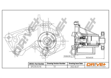 Помпа води Ford Transit Connect V408 1.6 EcoBoost 11/13-, JQGA Dr!ve+ DP231010116 (фото 1)