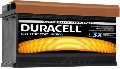 Акумуляторна батарея Extreme AGM 105Ah 12V R+ EN950A (394x175x190) - (95861110521 / 4L0915105 / 000915105CF) Duracell DE105AGM