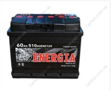 Автомобильный аккумулятор 60 Ah 510 A(EN) 242x175x190 Energia 60 ENERGIAL (фото 1)