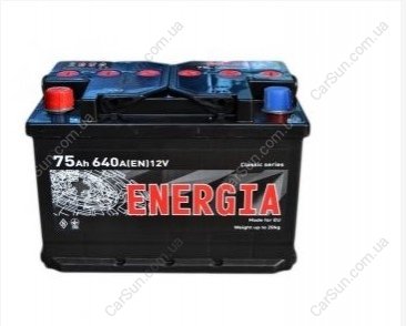 Автомобільний акумулятор 75 Ah 640 A(EN) 276x175x190 Energia 75 ENERGIAR