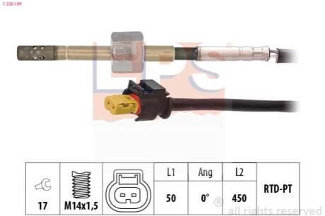 Датчик температуры выпускных газов MB C (W205, S205)/E (W212, S212) EPS 1.220.189