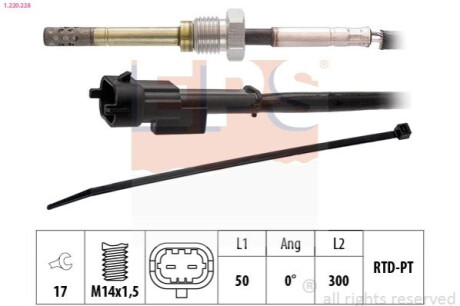 CZUJNIK TEMPERATURY SPALIN CHEVROLET OPEL (OE-96868946) EPS 1.220.228