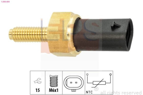 Датчик температури охолоджуючої рідини Opel Astra 1.7 CDTI 09-20/Astra K 1.0 15-/Corsa E 1.3CDTI 14-/Insignia 2.0 CDTI 14-/Zafira 2.0CDTI 15- EPS 1.830.404
