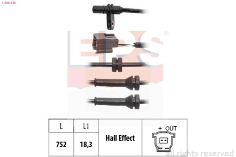 Датчик ABS задній Nissan Leaf 10- EPS 1.960.236