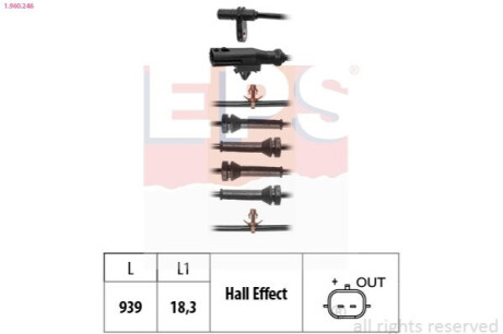 Датчик ABS задній QASHQAI II 1.2-2.0 13- EPS 1960246