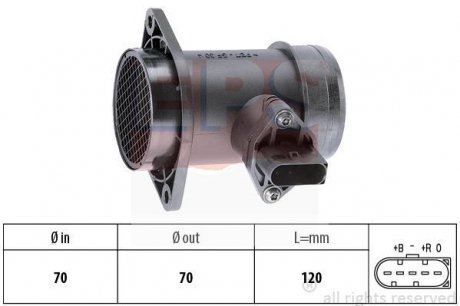 Расходомер воздуха Audi A4/A6, VW 1.9 TDI, Seat Cordoba EPS 1.991.192 (фото 1)