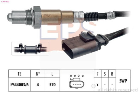 Лямбда-зонд (4 конт.) A3 1,4TFSI, A5/A6/A8 2,0TFSI, 1,4TSI, SKODA EPS 1.997.932