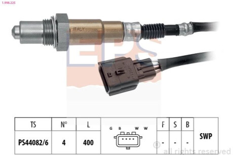 Лямбда-зонд (4-х конт.) Dacia Logan 1.0 16-/Nissan Micra 1.0/1.2 11-/Qashqai 2.0 14-/X-Trail 2.0 14-/Renault Clio 1.0 19- EPS 1.998.225 (фото 1)