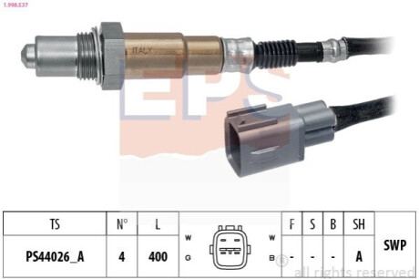 Лямбда-зонд COROLLA 1.4/1.6 01-07, LAND CRUISER PRADO 4.0 09-, IS 2.0 15- EPS 1998537