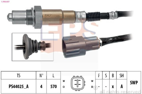 Лямбда-зонд PRIUS Liftback 1.5 Hybrid 03-09, YARIS 1.33 08-11 EPS 1998607 (фото 1)