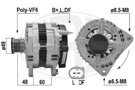 Генератор Skoda Superb/Yeti/VW Crafter 30-50/T5/T6/Passat 2.0TDI 09-15 (12V/180A ERA 209200A