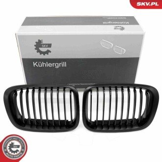 Grill BMW komplet L+P, pojedyncza listwa, czarny mat, BMW 3 E46 ESEN SKV 66SKV062