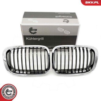 Grill BMW pojedyncza listwa, chrom. obudowa, czarne paski, BMW 3 E46 ESEN SKV 66SKV064