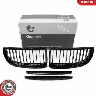 Grill BMW komplet L+P, pojedyncza listwa, czarny połysk, BMW 3 E90 ESEN SKV 66SKV085