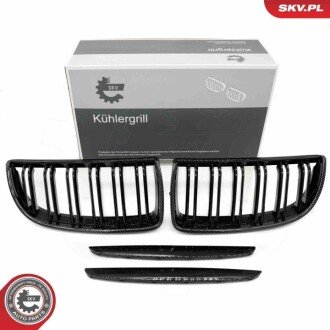 Grill BMW komplet L+P, podwójna listwa, kolor carbon, BMW 3 E90 ESEN SKV 66SKV092