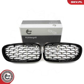 Grill BMW diament, czarny połysk, srebrny, BMW 5 F10 ESEN SKV 66SKV191