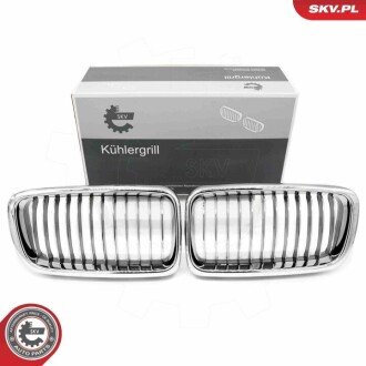 Grill BMW komplet L+P, pojedyncza listwa, chrom, BMW 7 E38 ESEN SKV 66SKV215