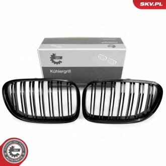 Grill BMW komplet L+P, podwójna listwa, czarny połysk, BMW 7 F01 ESEN SKV 66SKV219