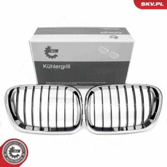 Grill BMW komplet L+P, pojedyncza listwa, czarny chrom, BMW X5 E53 ESEN SKV 66SKV273