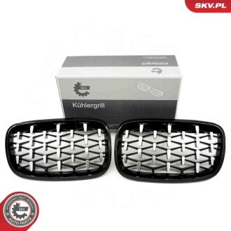 Grill BMW diament, czarny połysk, srebrny, BMW X5 E70 ESEN SKV 66SKV292