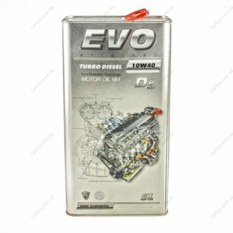 Моторна олія D5 Turbo Diesel 10W-40 5л - EVO EVO TURBO DIESEL D5 10W-40 5L (фото 1)