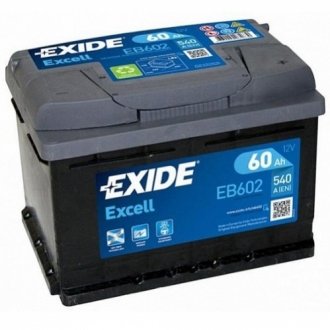 АКБ 6СТ-60 R+ (пт540) (необслуж) (низкий) EXCELL EXIDE EB602 (фото 1)