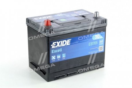 Аккумулятор 70Ah-12v EXCELL(266х172х223),L,EN540 - (Z2157070 / YU2J10655D4A / MB097835) EXIDE EB705 (фото 1)