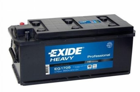 Akumulator 12V 170Ah/950A STARTPRO (L+ Biegun standardowy) 514x218x210 B03 - stopka o wysokoЕ›ci 10,5 mm (Rozruchowy) EXIDE EG1705