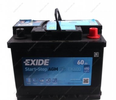 Акумулятор AGM 60 А/ч 12 В B13 EXIDE EK600 (фото 1)