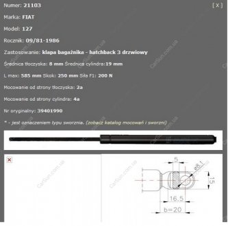 Газова пружина, багажник/кузов FA KROSNO 21103 (фото 1)