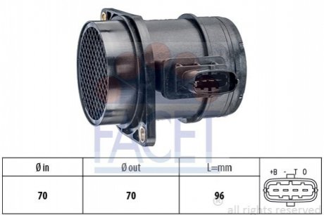 Витратомір повітря (4 конт.)FIAT DOBLO 1.3D/1.9D 05- FACET 10.1299 (фото 1)