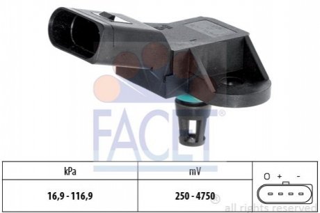 Датчик тиску повітря Audi A4/A5/A6/A8 / VW Passat 1.8-5.2 TFSI/TDI/FSI/T/i 97-> FACET 10.3226 (фото 1)