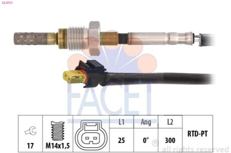 ДАТЧИК ТЕМПЕРАТУРИ ВИХЛОП FACET 22.0151