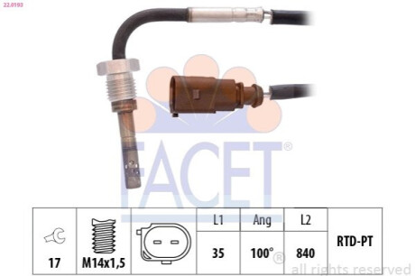ДАТЧИК ТЕМПЕРАТУРИ ВИХЛОП FACET 22.0193