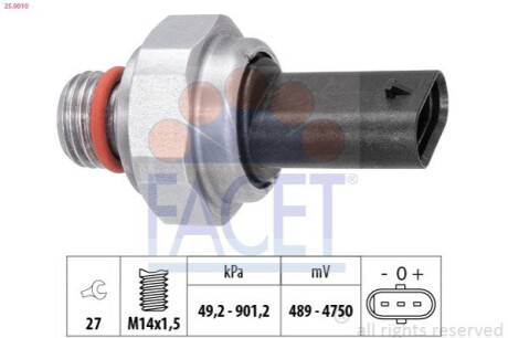 ДАТЧИК ТИСКУ ВИХЛОПНИХ ГАЗІВ FACET 25.0010