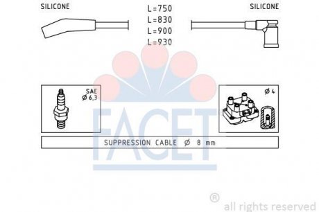 Комплект кабелей запалювання FACET 4.9568