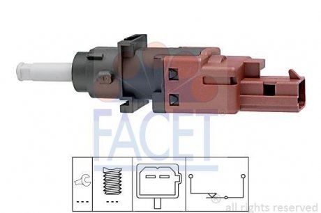 Выключатель фонаря сигнала торможения, Выключатель, привод сцепления (Tempomat), Выключатель, привод сцепления (управление двигателем) - FACET 7.1170 (фото 1)