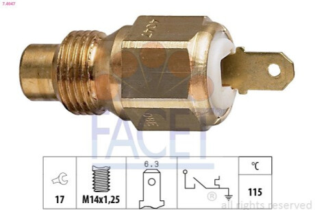 Термовыключатель, сигнальная лампа охлаждающей жидкости FACET 7.4047